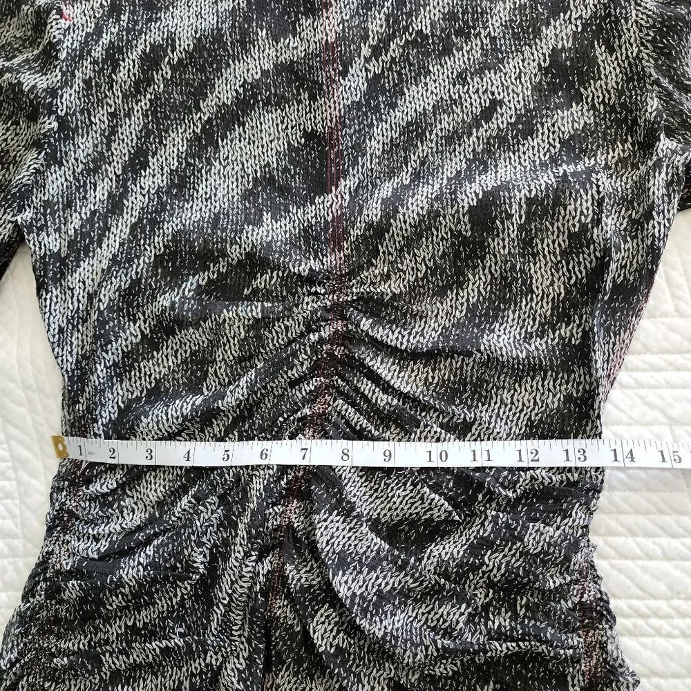 Rag and bone silk turtleneck long sleeve rushed bottom back zipper mini dress